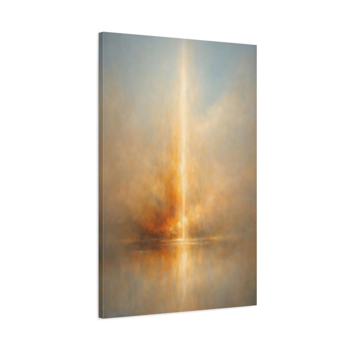 Side Mockup 1. Abstract Radiant Light Golden Glow shown as stretched canvas wall art