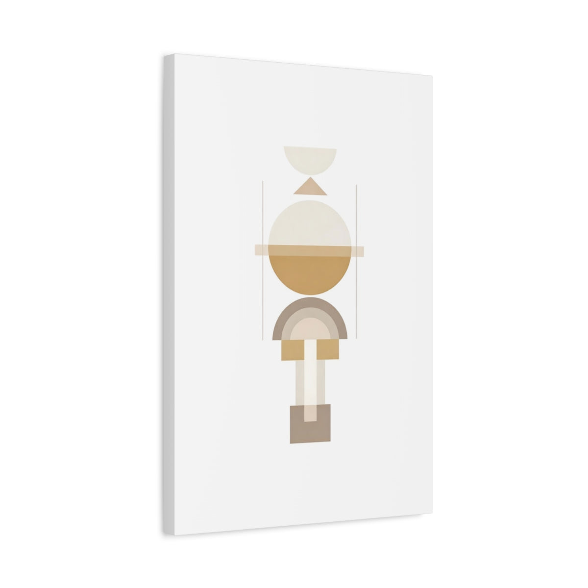 Side Mockup 3. Abstract Geometric Shapes Brown And Beige shown as stretched canvas wall art
