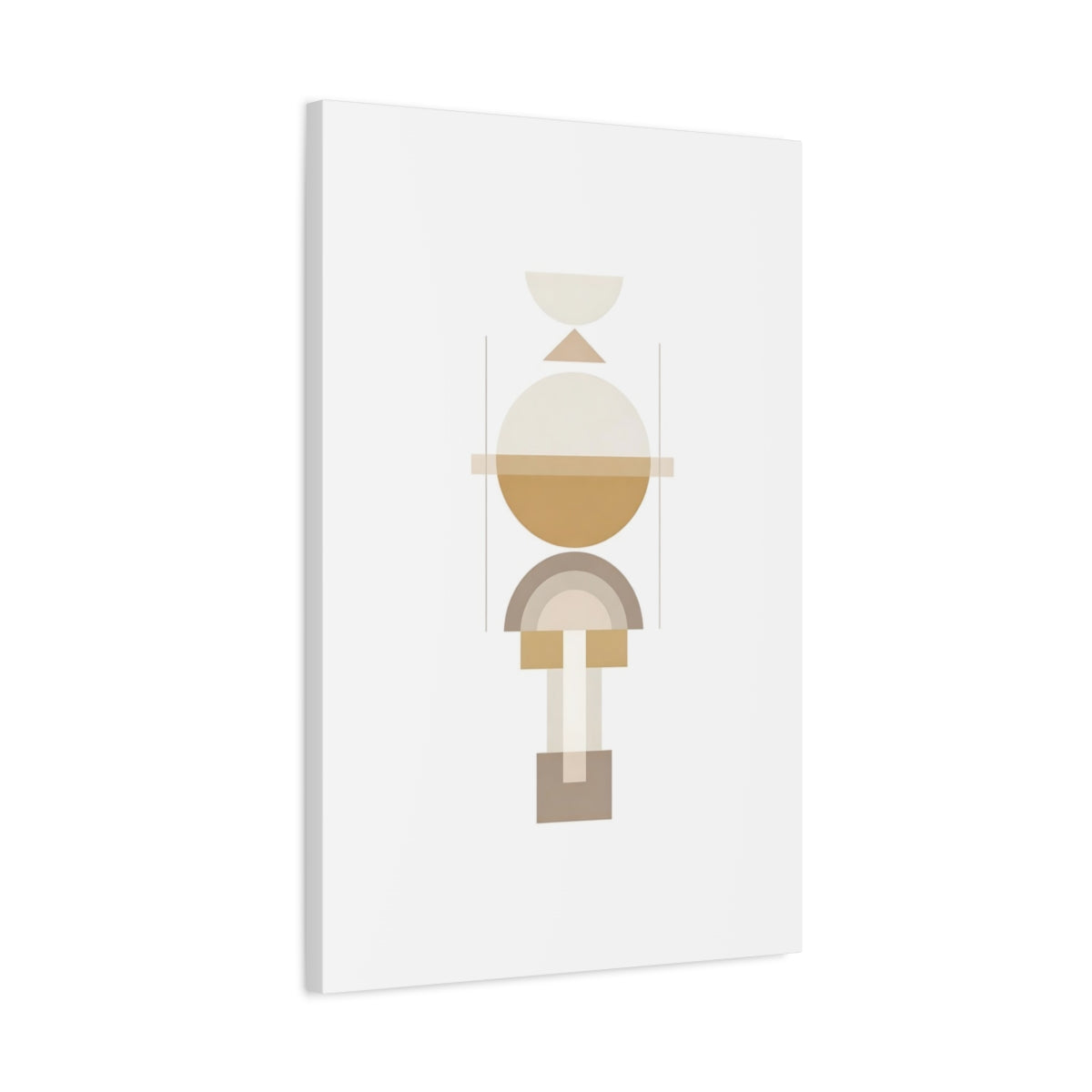 Side Mockup 2. Abstract Geometric Shapes Brown And Beige shown as stretched canvas wall art
