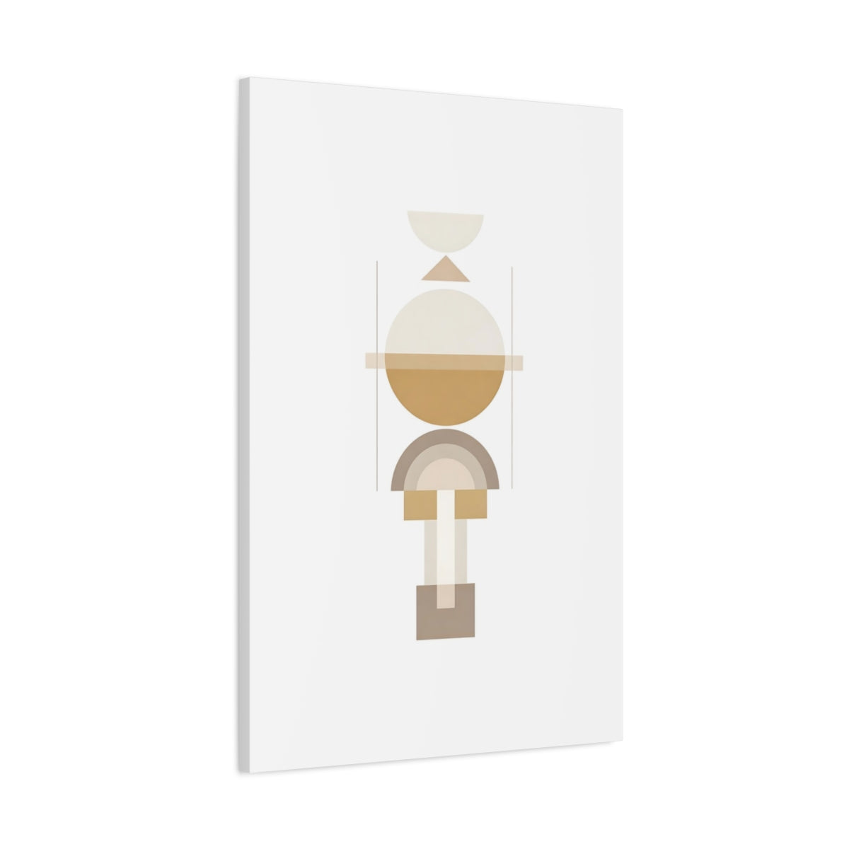 Side Mockup 1. Abstract Geometric Shapes Brown And Beige shown as stretched canvas wall art