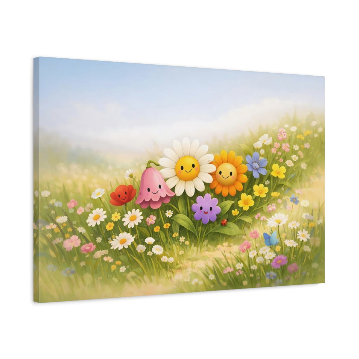 Funny Flowers Wildflowers Nature - Canvas Wall Art Print