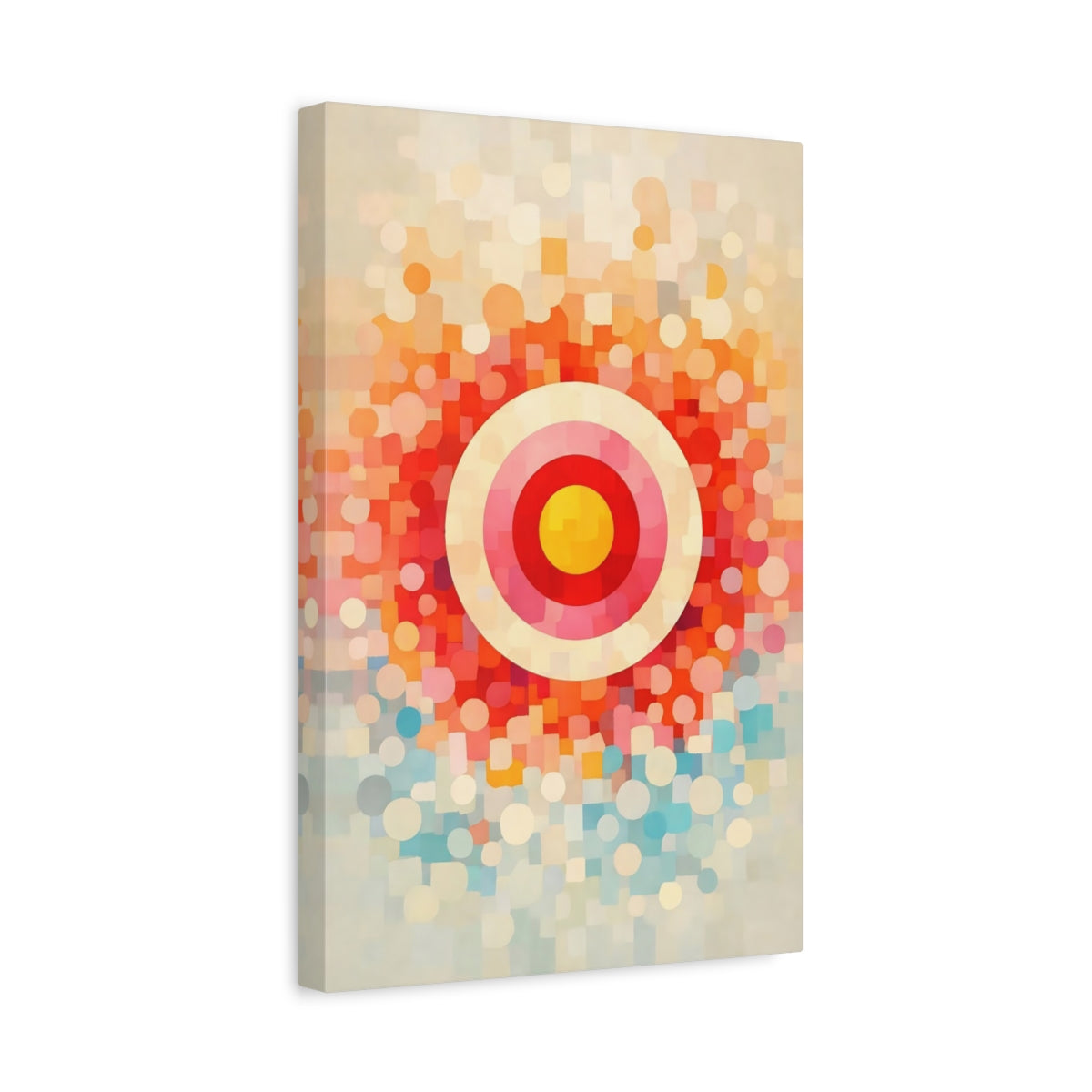 Side Mockup 4. Abstract Target Geometric Target shown as stretched canvas wall art