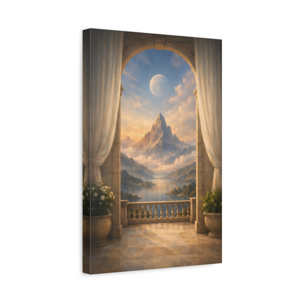 Nature Mountain Landscape Golden View - Canvas Wall Art Print