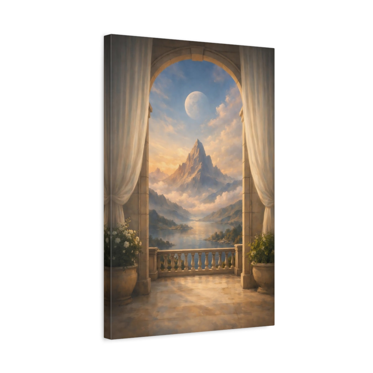 Nature Mountain Landscape Golden View - Canvas Wall Art Print