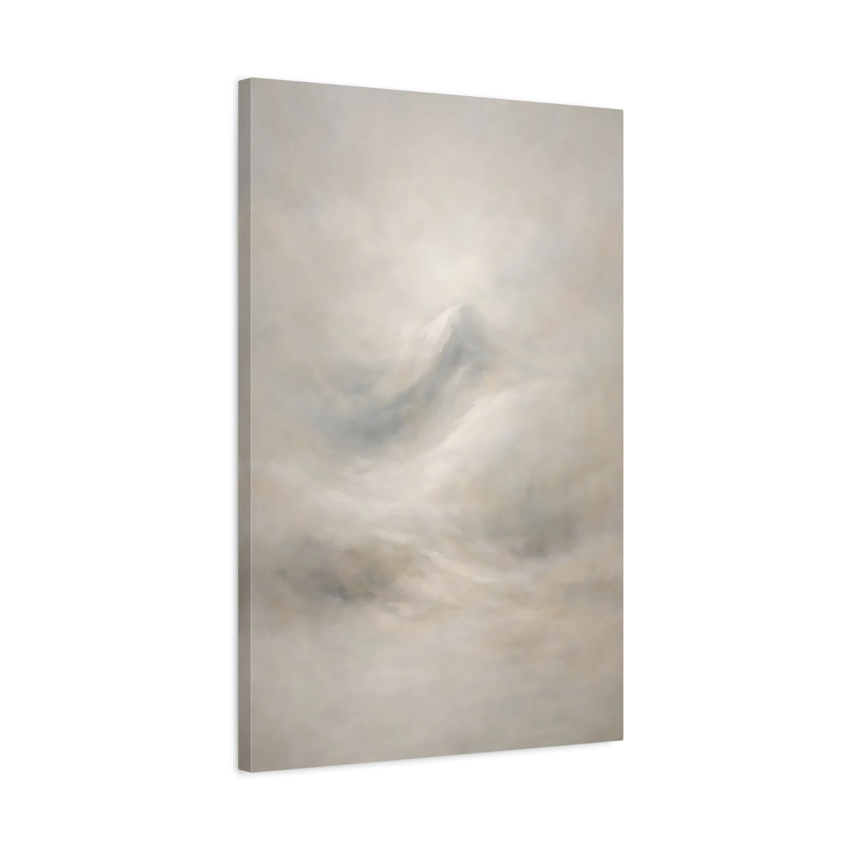 Side Mockup 2. Nature Mountain Subtle Mountain Fog shown as stretched canvas wall art