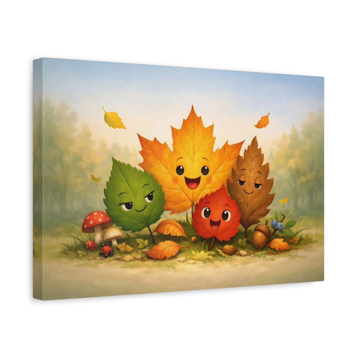 Funny Leaves Nature Fall - Canvas Wall Art Print