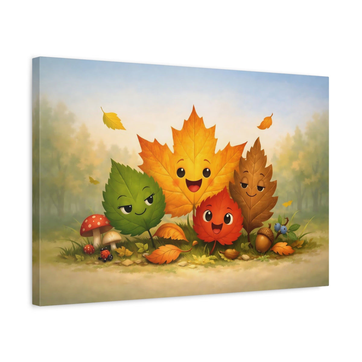 Funny Leaves Nature Fall - Canvas Wall Art Print