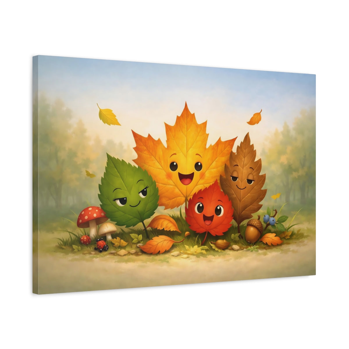 Funny Leaves Nature Fall - Canvas Wall Art Print
