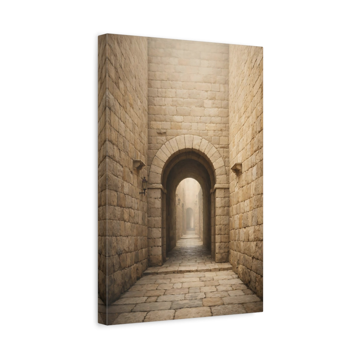 Vintage Stone Archway Brown And Beige - Canvas Wall Art Print