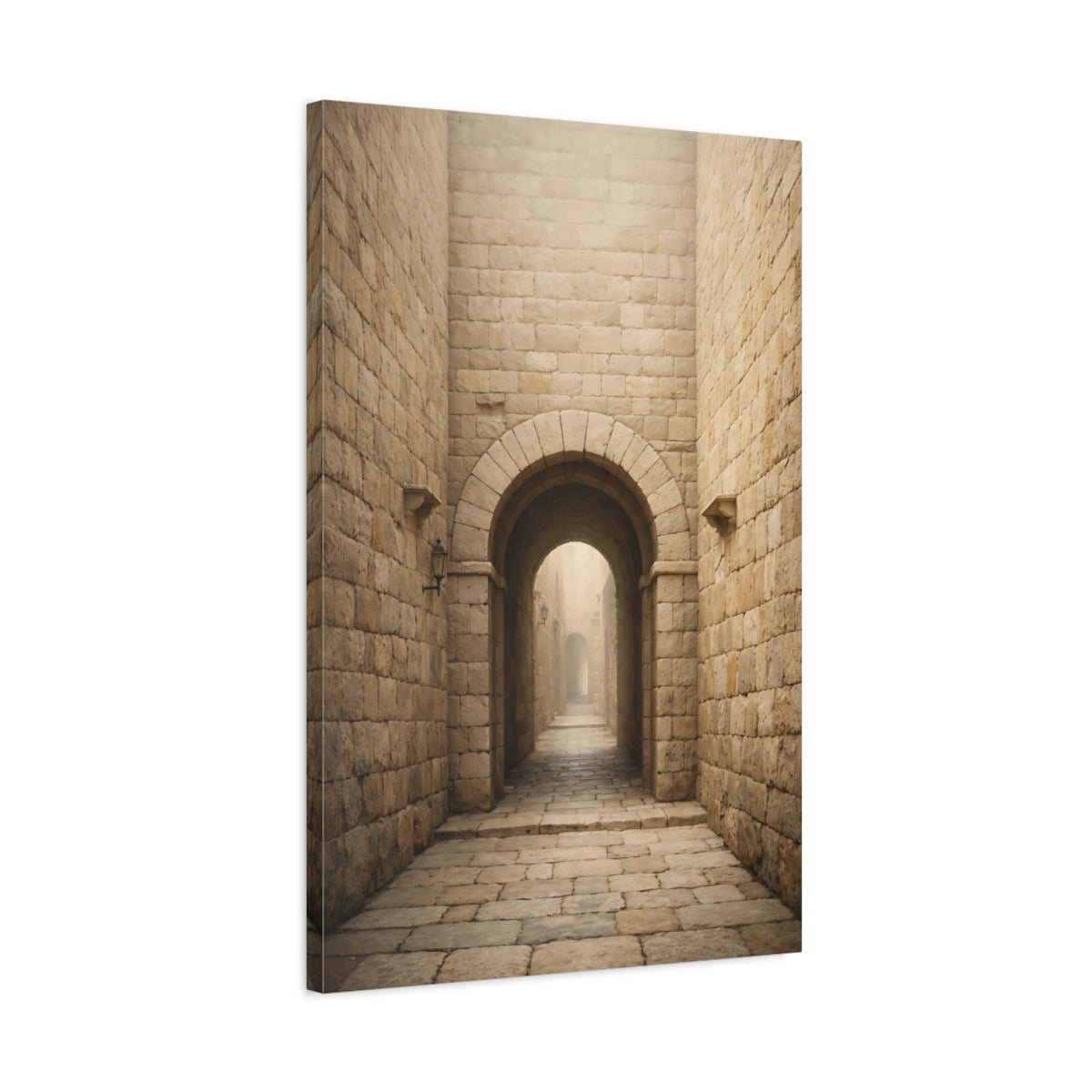 Vintage Stone Archway Brown And Beige - Canvas Wall Art Print