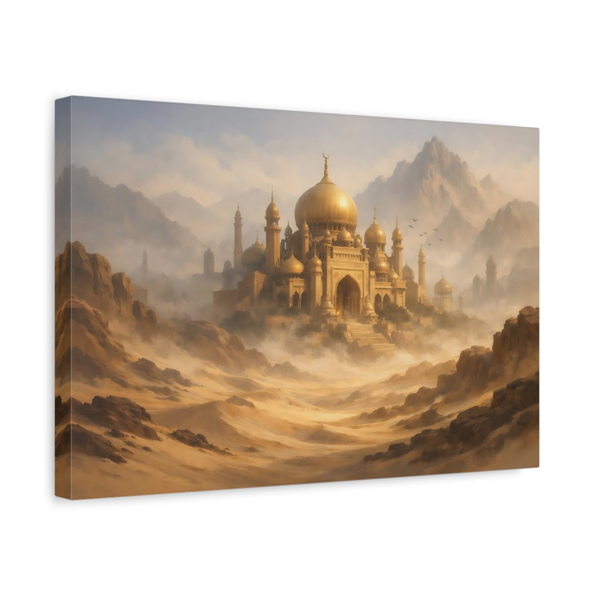 Mist Depth Desert Palace Golden Fairytale - Canvas Wall Art Print