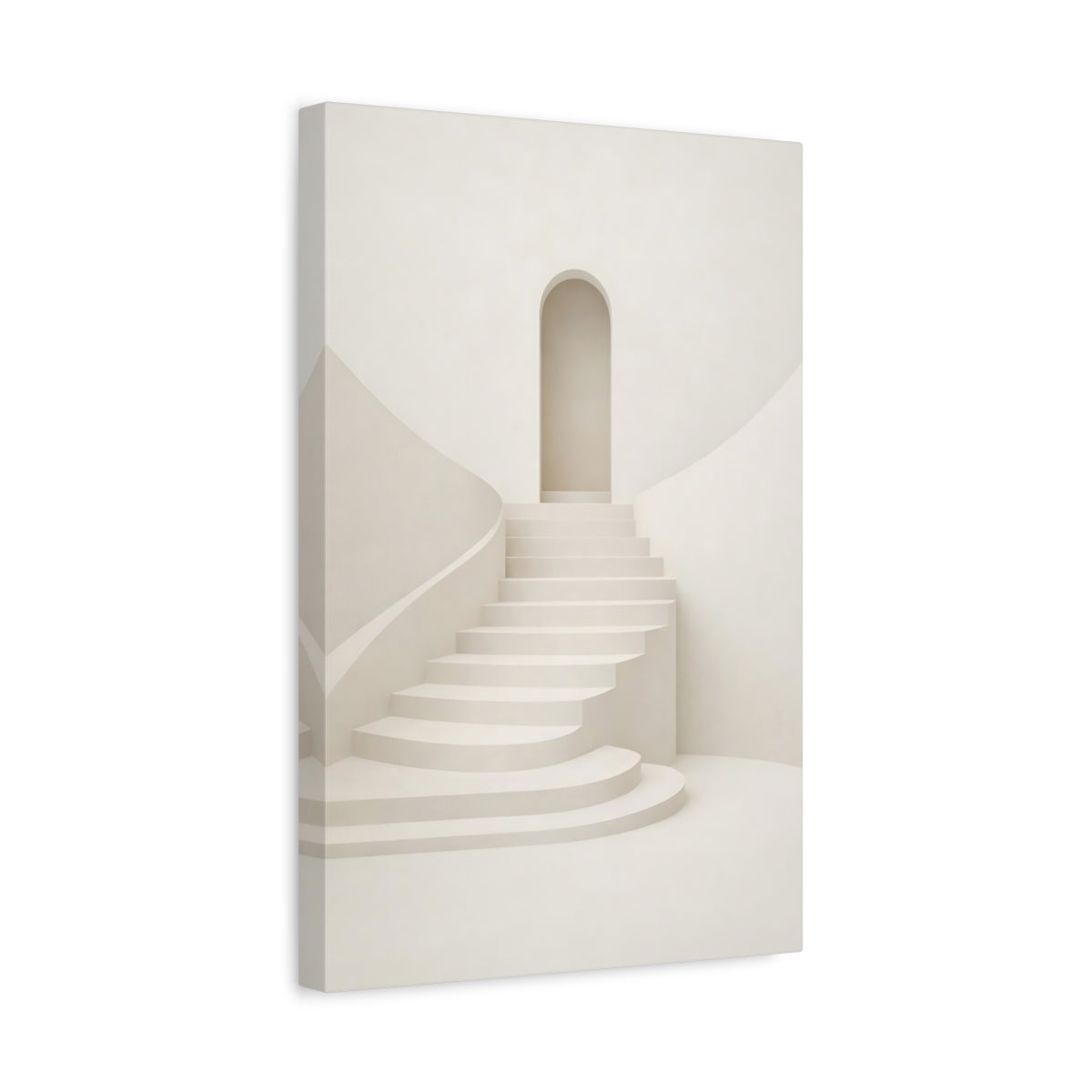 Side Mockup 4. Abstract Staircase Beige Staircase shown as stretched canvas wall art