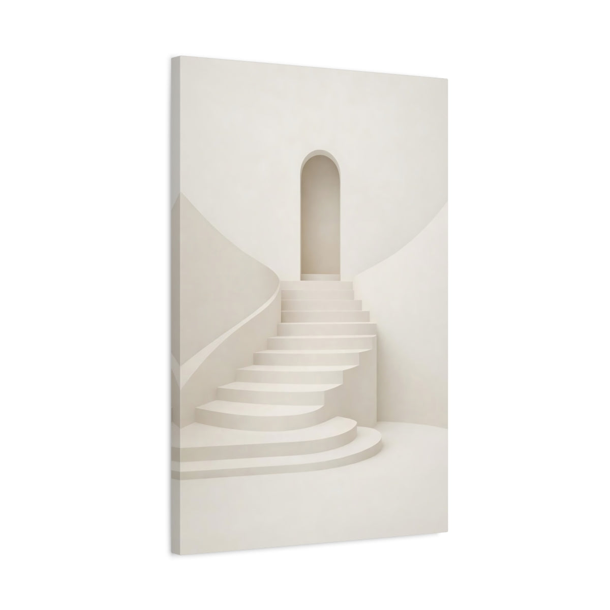 Side Mockup 2. Abstract Staircase Beige Staircase shown as stretched canvas wall art