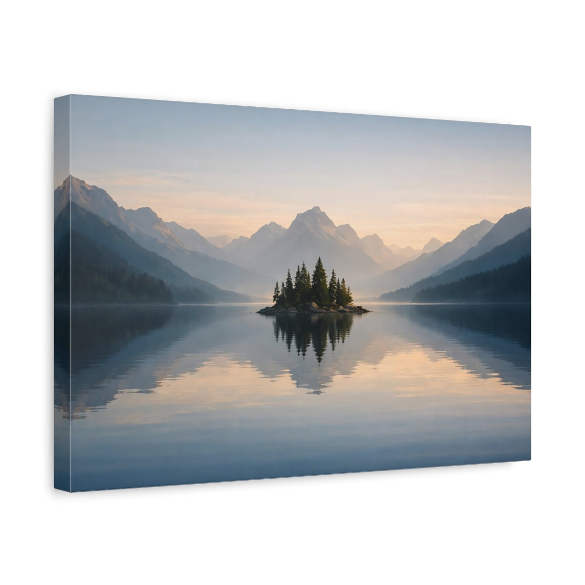 Seascape Mountain Lake Island Nature - Canvas Wall Art Print