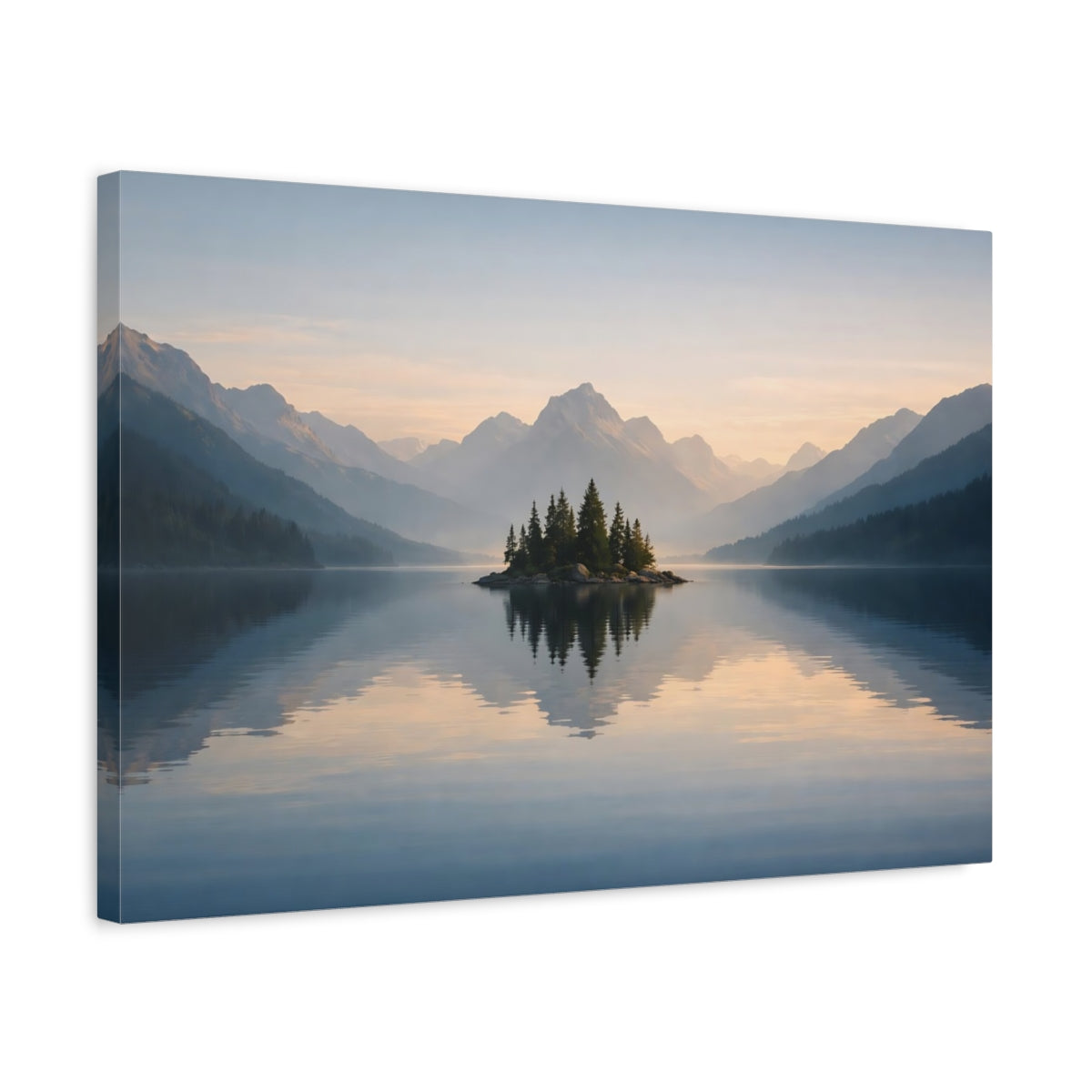 Seascape Mountain Lake Island Nature - Canvas Wall Art Print