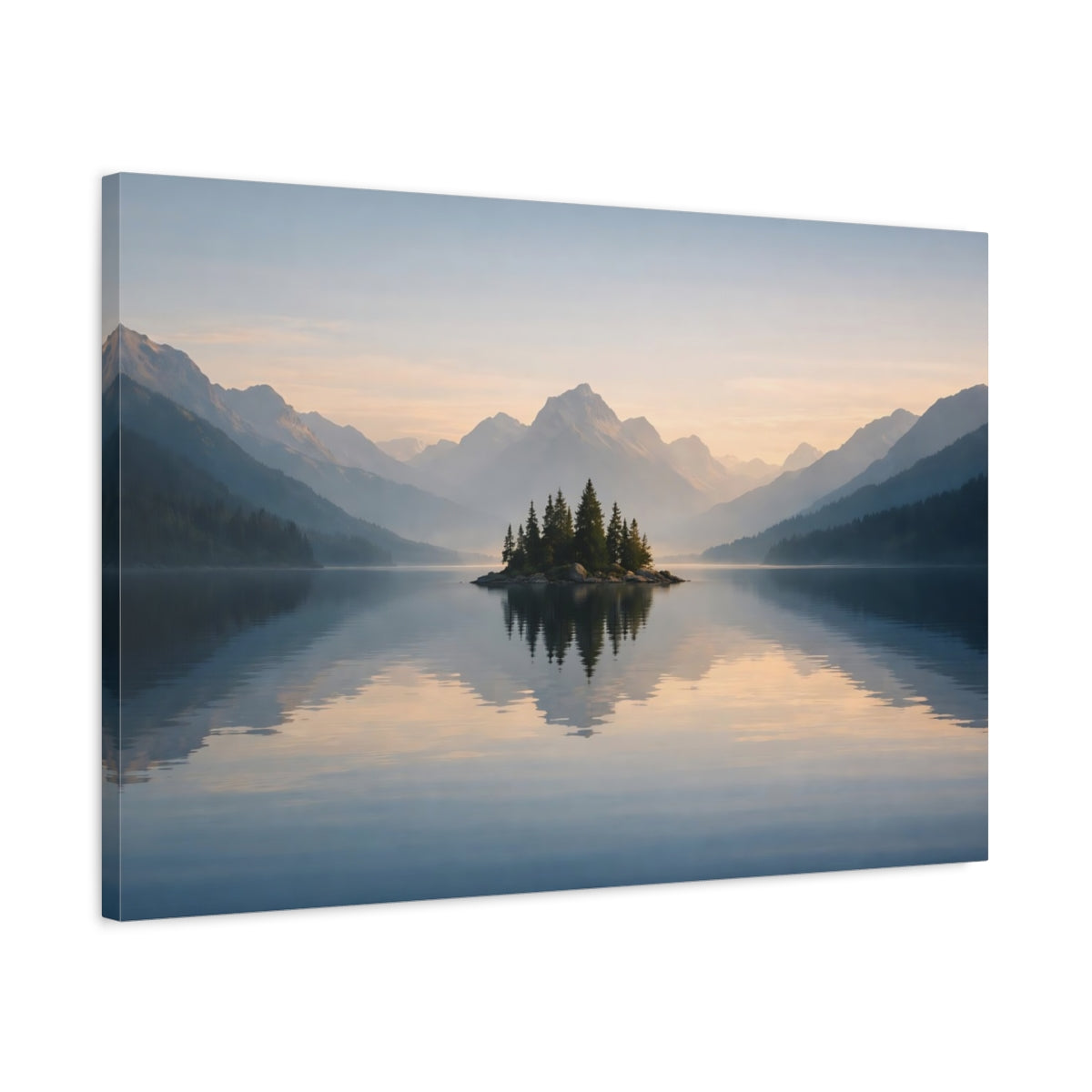 Seascape Mountain Lake Island Nature - Canvas Wall Art Print