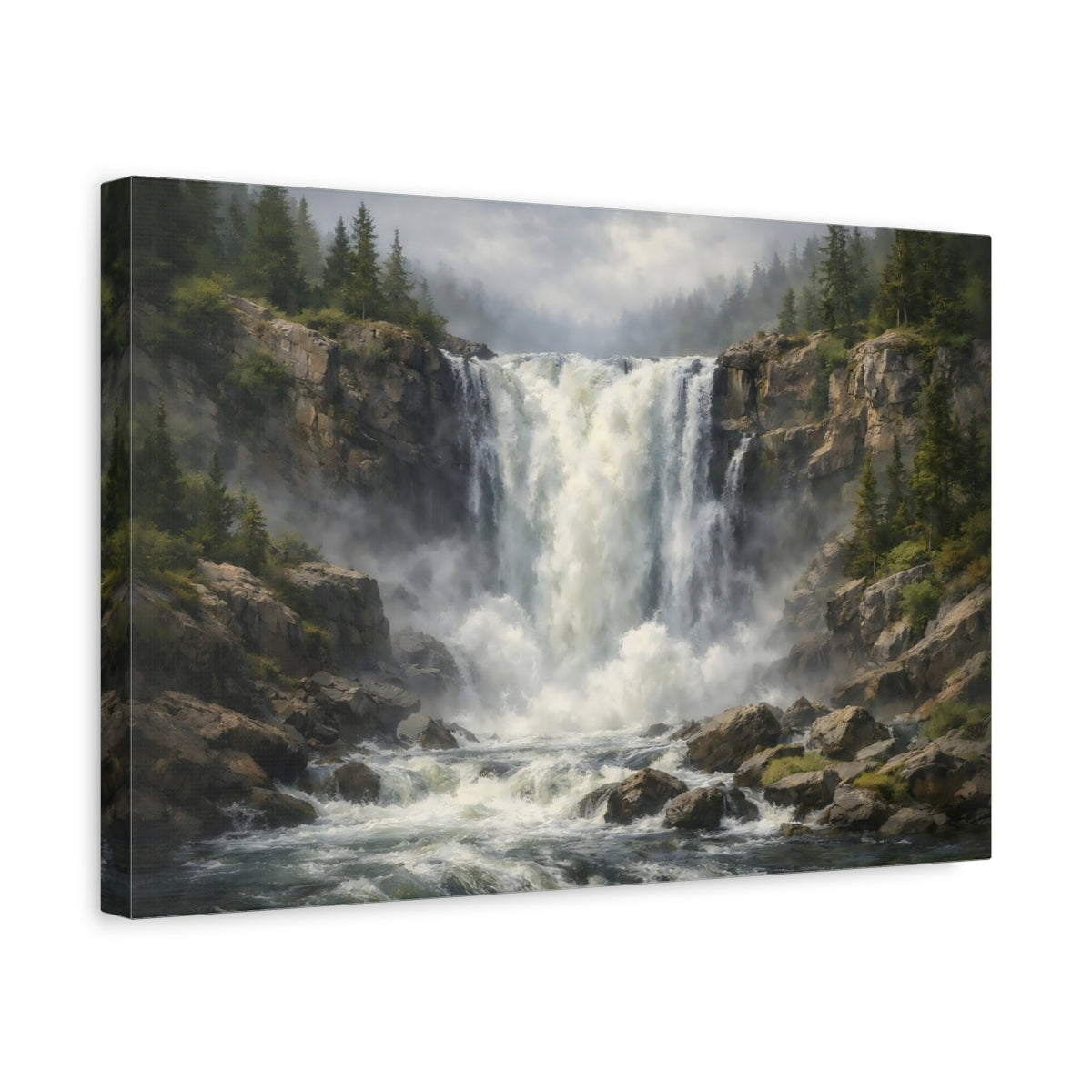 Contemporary Wild Waterfall Nature - Canvas Wall Art Print