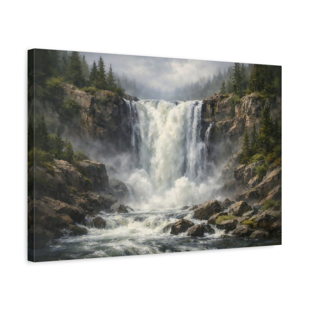 Contemporary Wild Waterfall Nature - Canvas Wall Art Print
