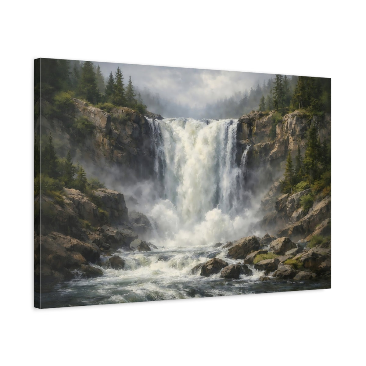 Contemporary Wild Waterfall Nature - Canvas Wall Art Print