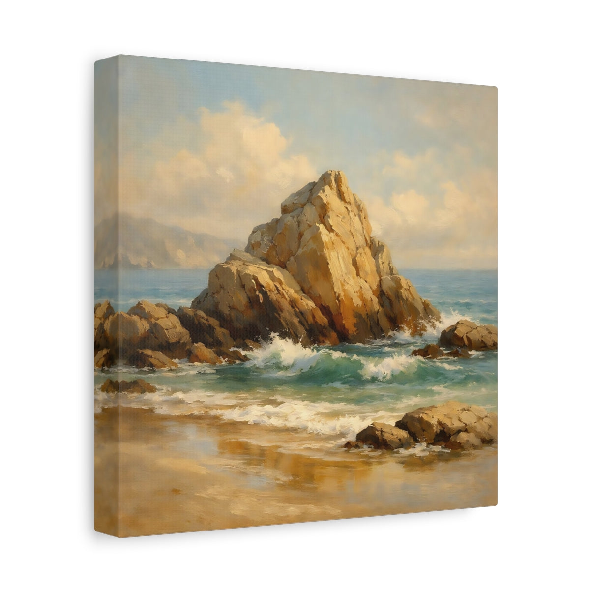 Side Mockup 9. Nature Coastal Rocks Coastal Landscape shown as stretched canvas wall art
