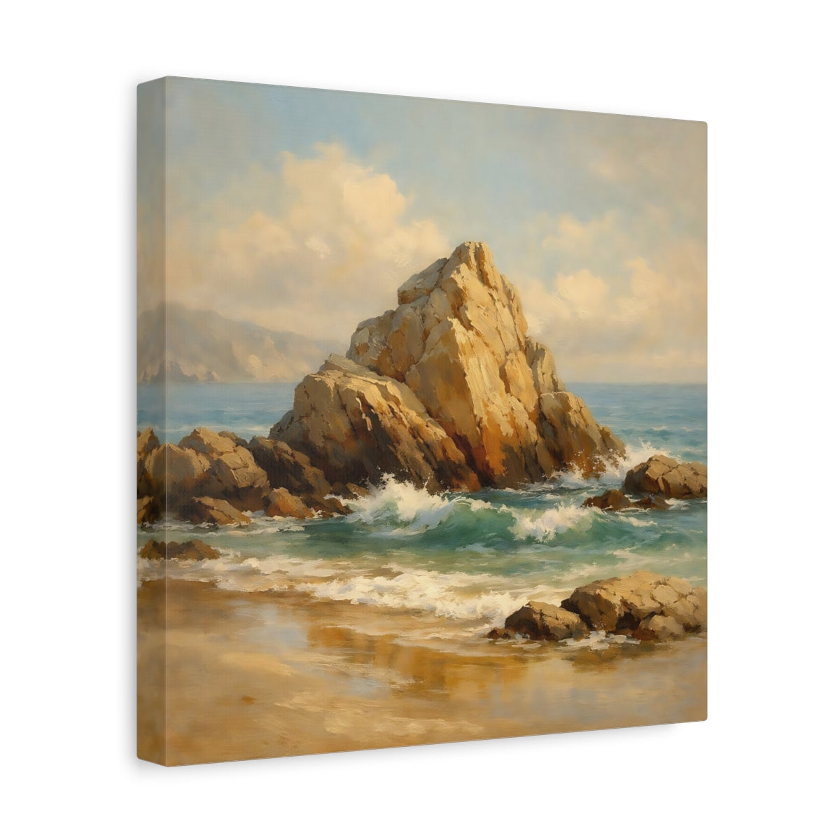 Side Mockup 8. Nature Coastal Rocks Coastal Landscape shown as stretched canvas wall art