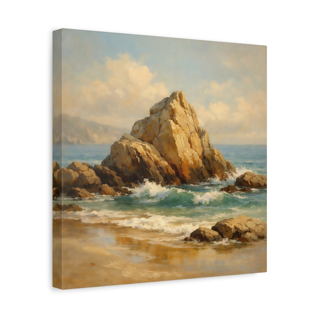 Side Mockup 7. Nature Coastal Rocks Coastal Landscape shown as stretched canvas wall art