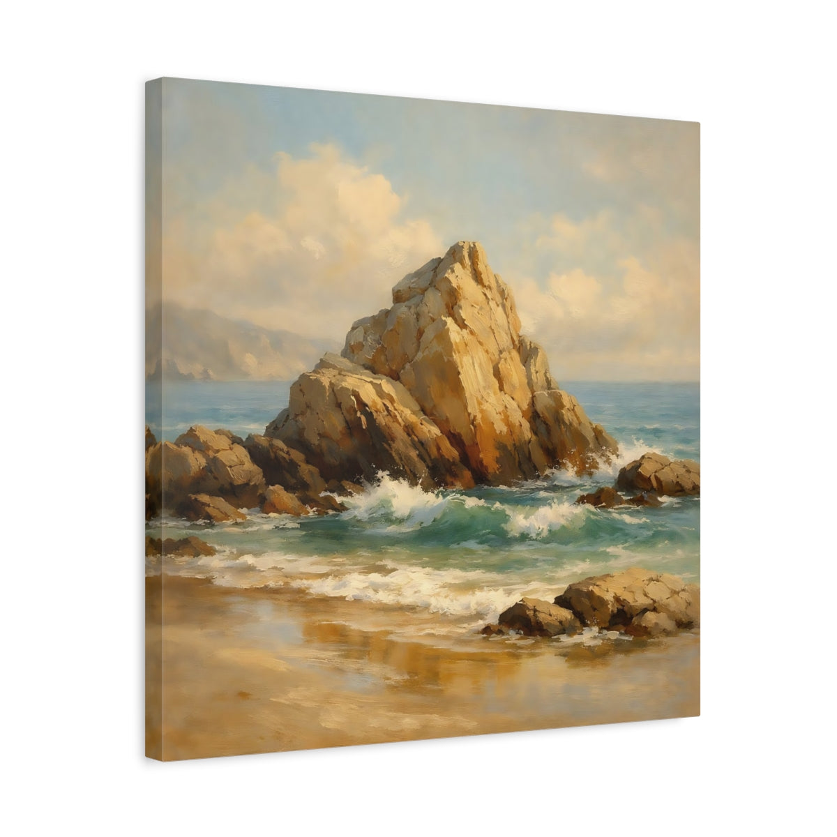 Side Mockup 5. Nature Coastal Rocks Coastal Landscape shown as stretched canvas wall art