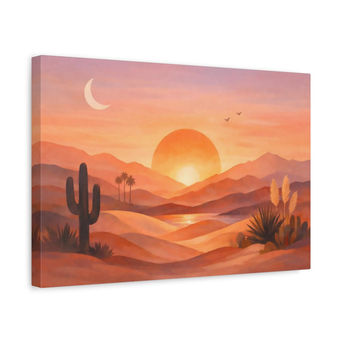 Nature Desert Landscape Orange Sunset - Canvas Wall Art Print