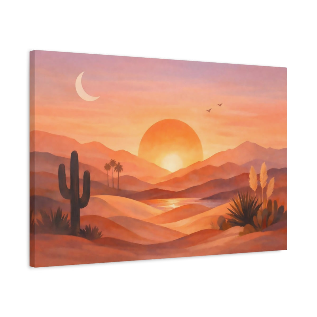 Nature Desert Landscape Orange Sunset - Canvas Wall Art Print