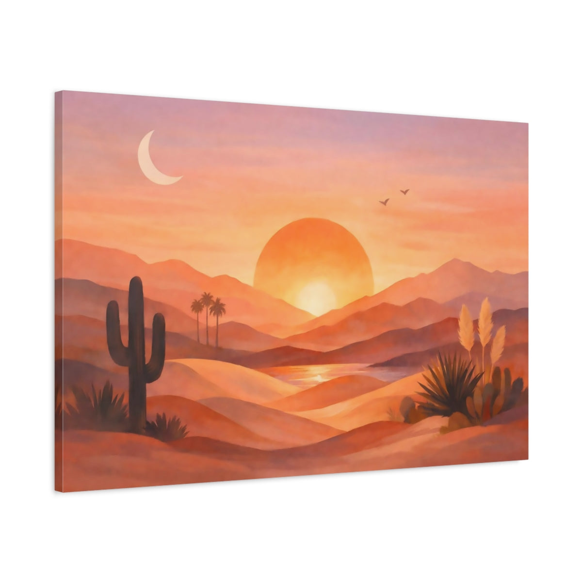 Nature Desert Landscape Orange Sunset - Canvas Wall Art Print