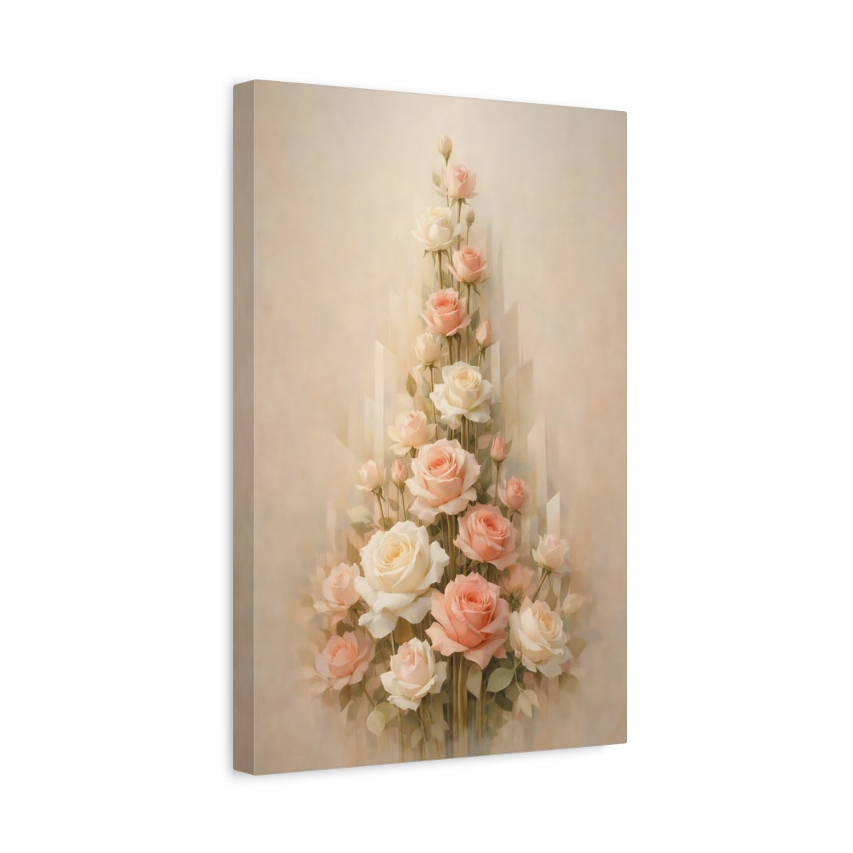 Side Mockup 4. Floral Roses Bouquet Pastel Floral shown as stretched canvas wall art