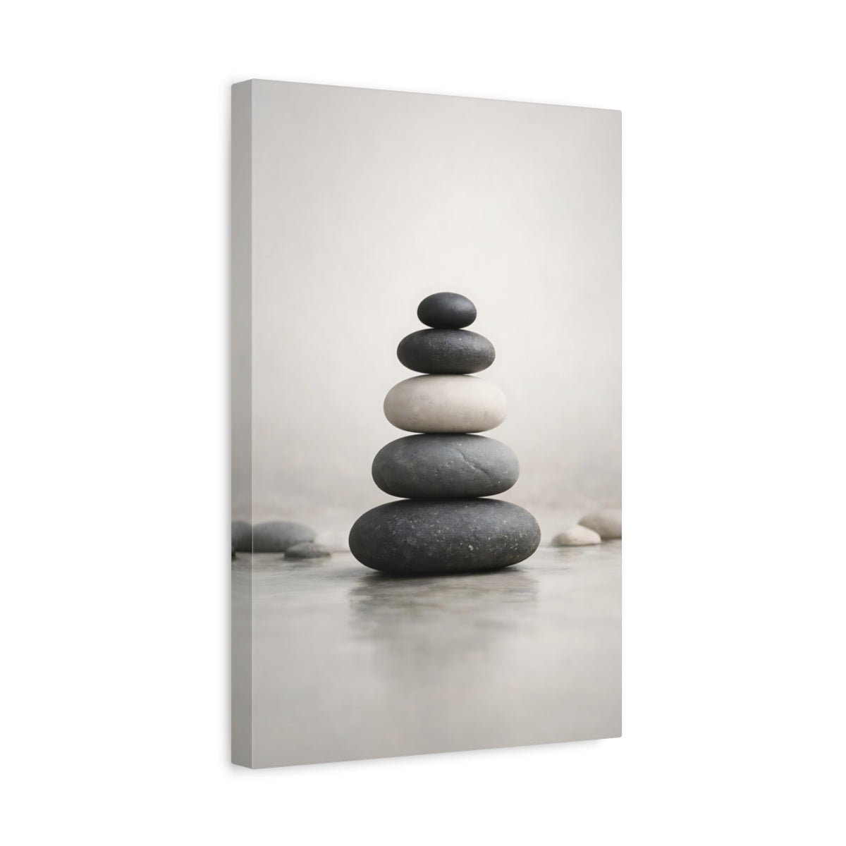 Nature Stacked Stones Grey - Canvas Wall Art Print