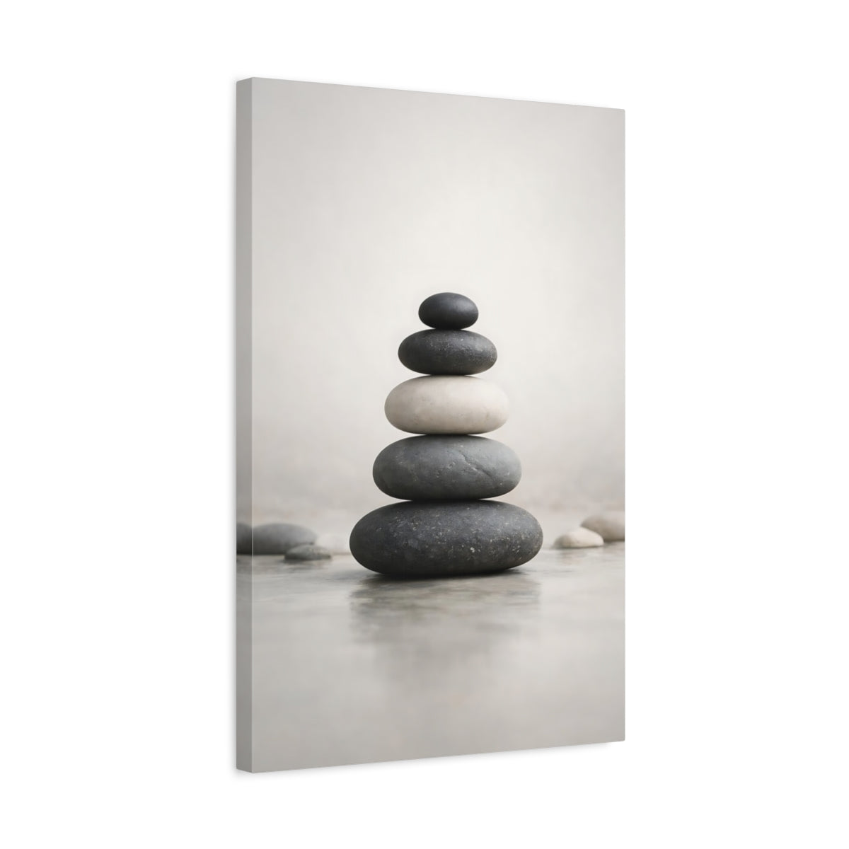 Nature Stacked Stones Grey - Canvas Wall Art Print