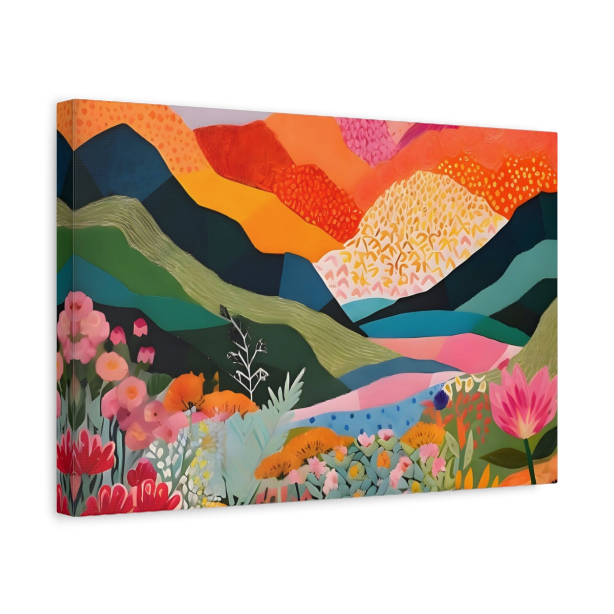 Paysage Floral Coloré Fleurs Vibrantes - Impression sur Toile