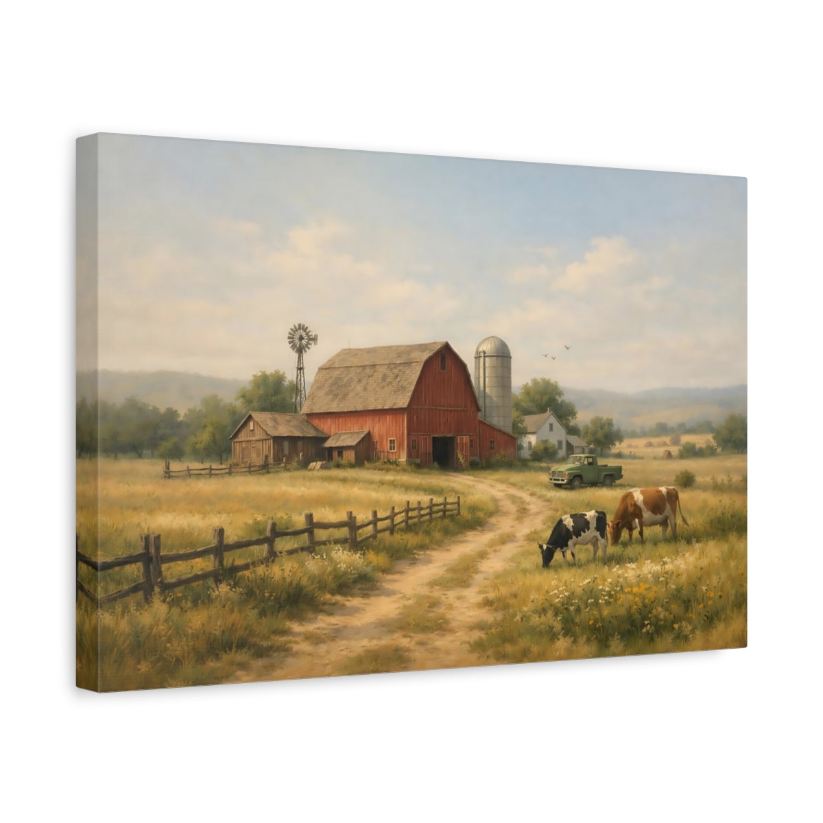 Vintage Farm Landscape Nature - Canvas Wall Art Print