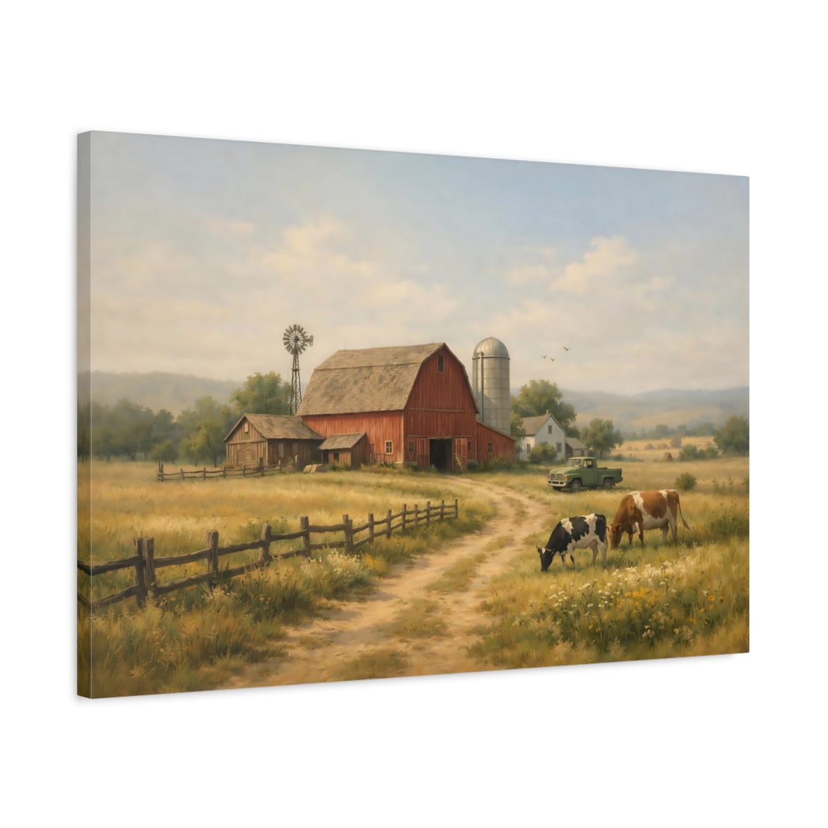 Vintage Farm Landscape Nature - Canvas Wall Art Print