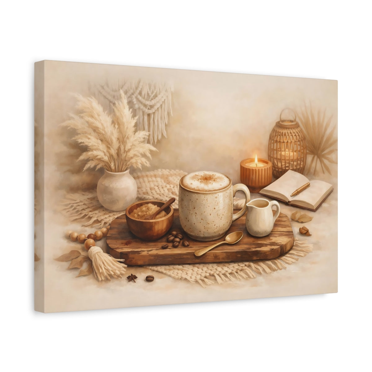 Boho Coffee Time Setup Nature - Canvas Wall Art Print