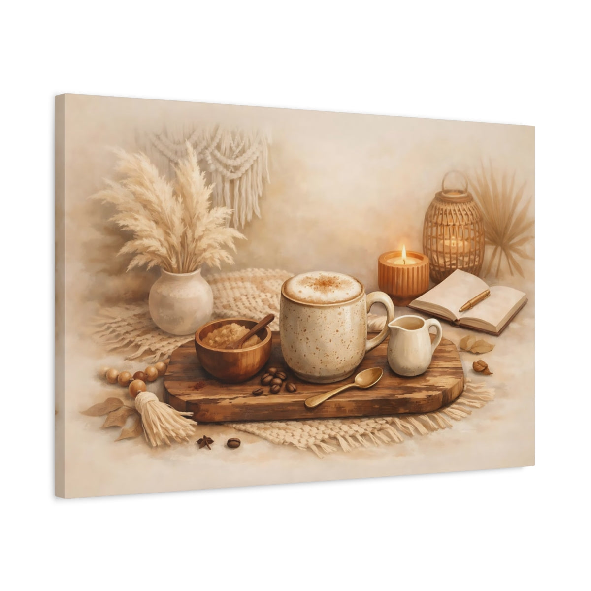 Boho Coffee Time Setup Nature - Canvas Wall Art Print