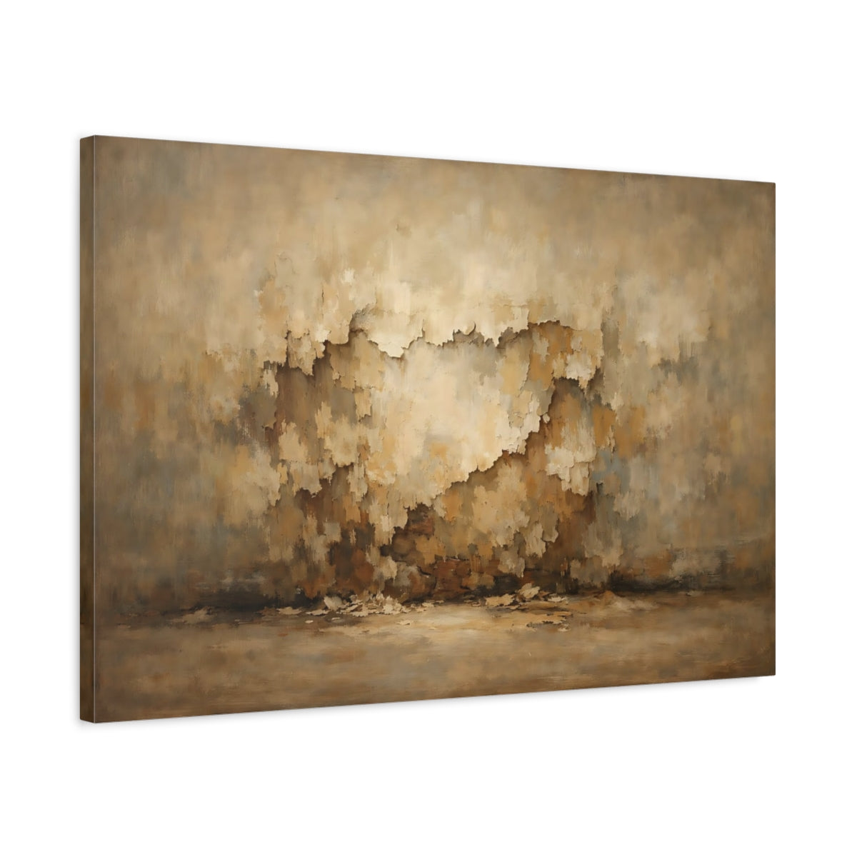 Side Mockup 2. Abstract Textured Wall Brown And Beige Texture shown as stretched canvas wall art