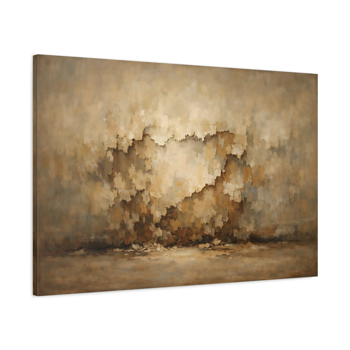 Side Mockup 1. Abstract Textured Wall Brown And Beige Texture shown as stretched canvas wall art