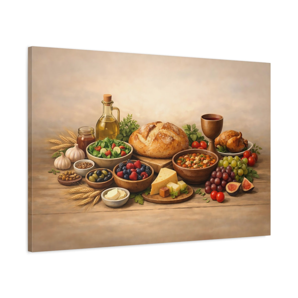 Soft Matte Bless Food Harvest Feast Nature - Canvas Wall Art Print