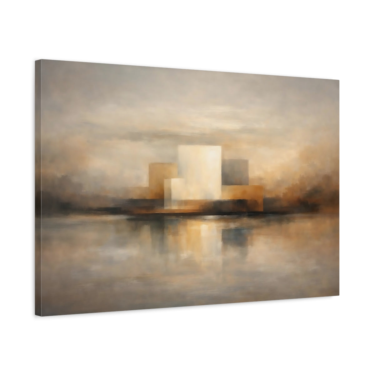 Side Mockup 2. Gallery Style Layered Contrast Abstract Depth shown as stretched canvas wall art