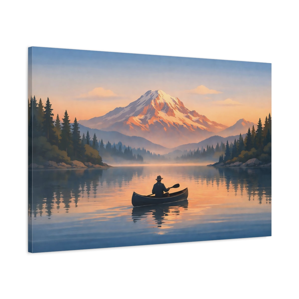 Soft Matte Travel Mountain Lake Nature - Canvas Wall Art Print