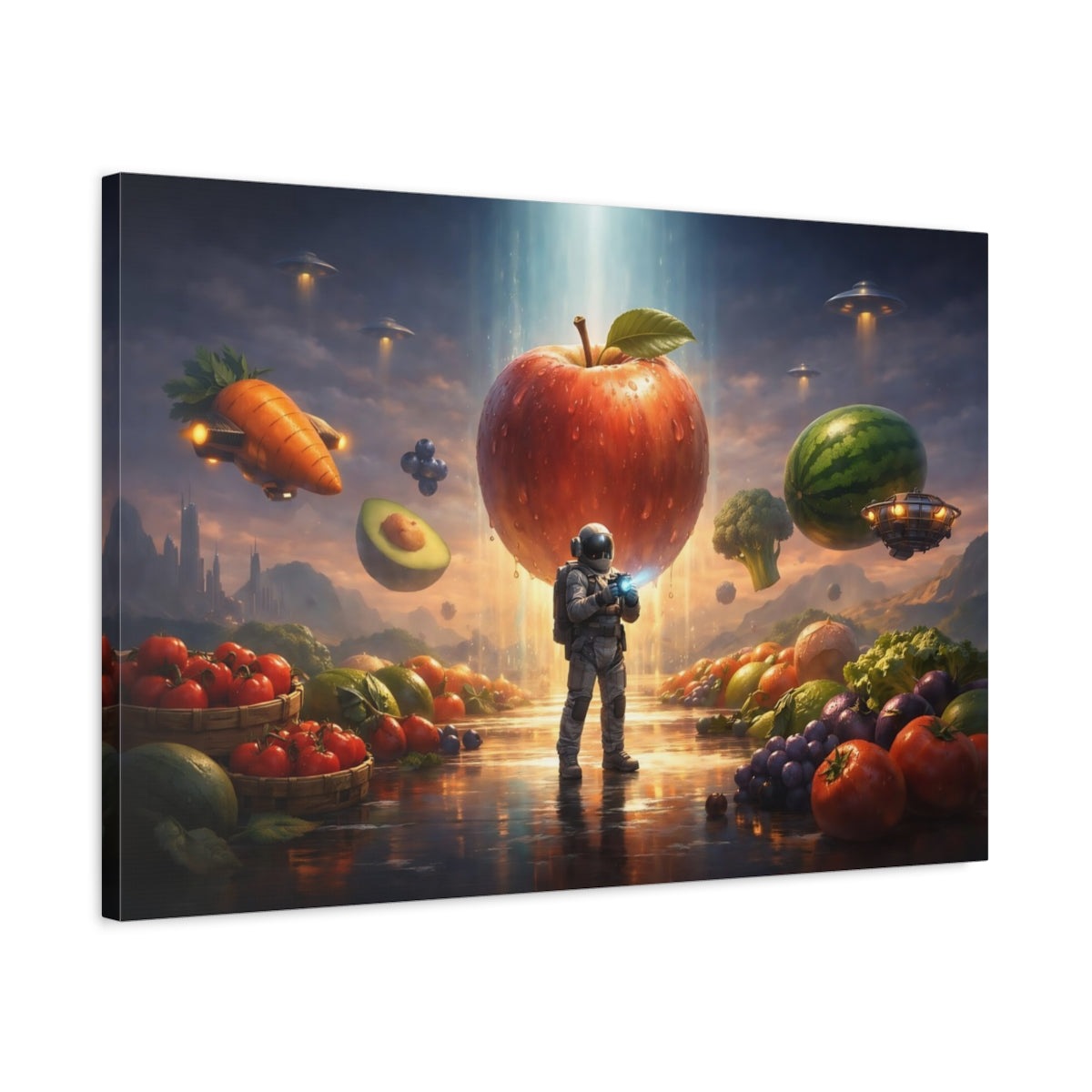 Science Fiction Fresh Produce Astronaut - Canvas Wall Art Print