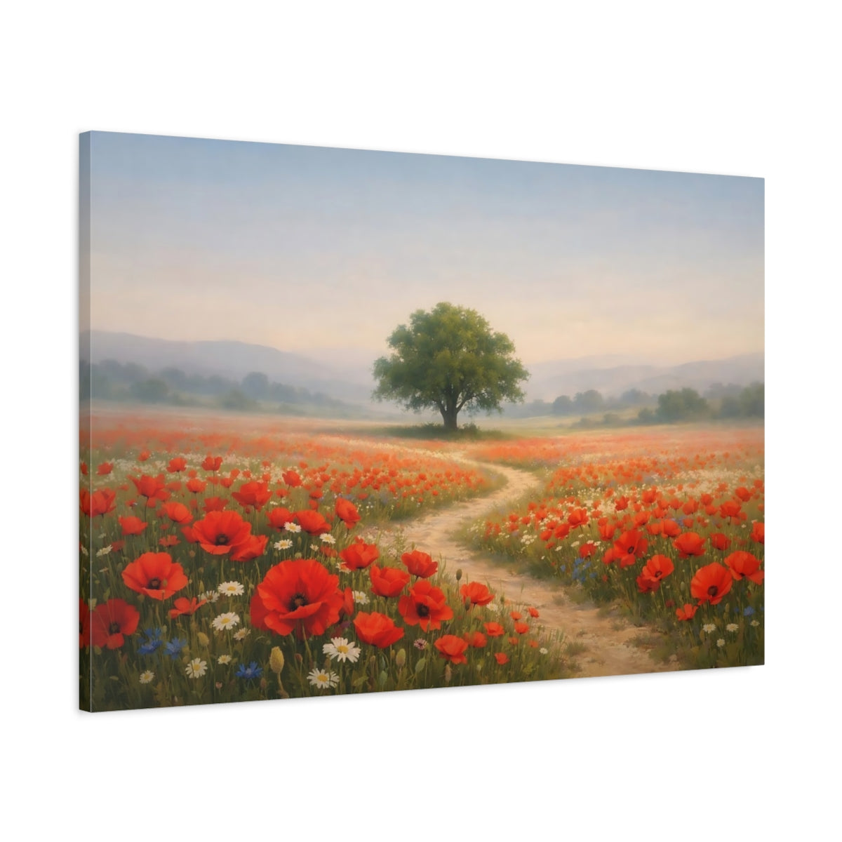 Nature Poppy Field Red Landscape - Canvas Wall Art Print
