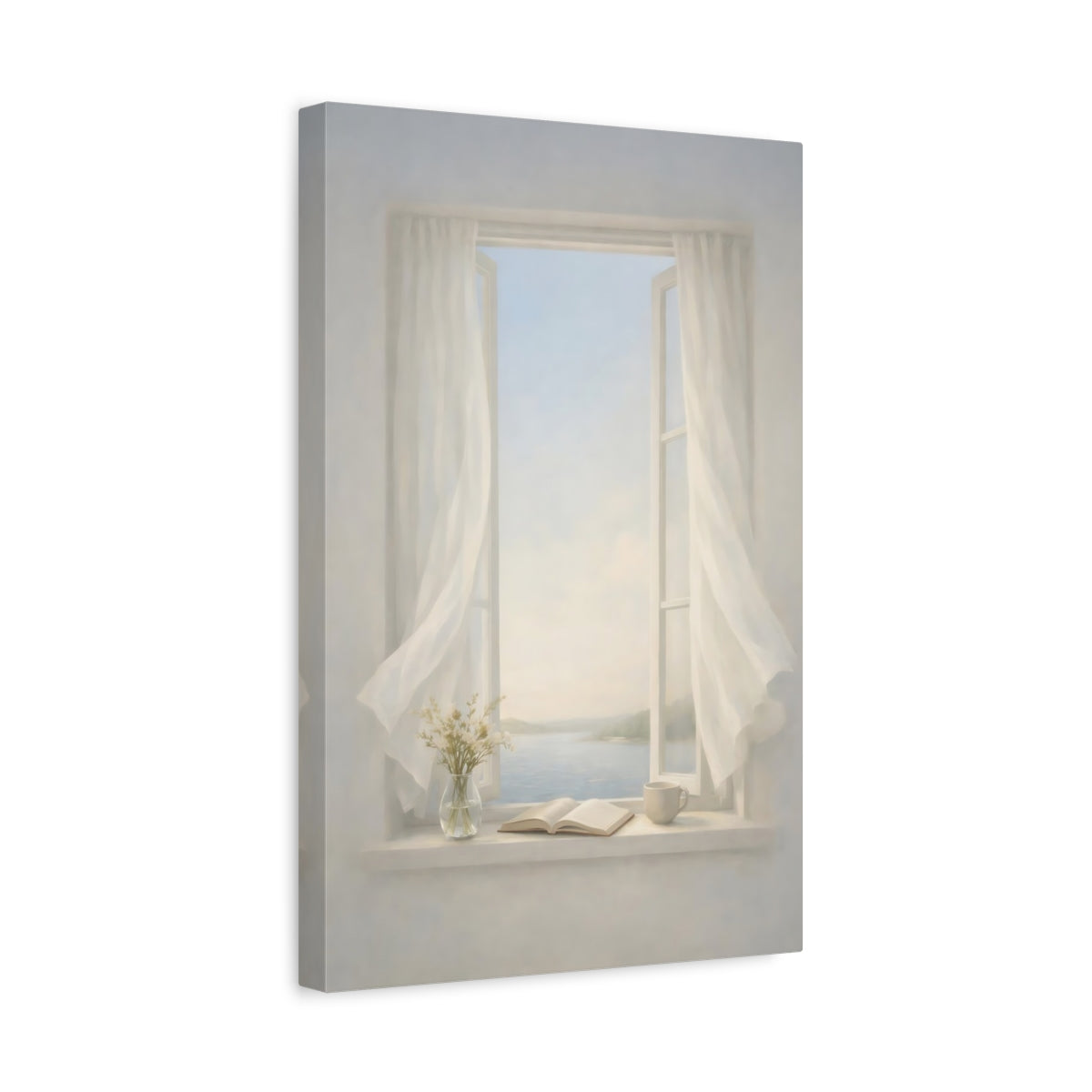 Nature Open Window Soft White View - Canvas Wall Art Print