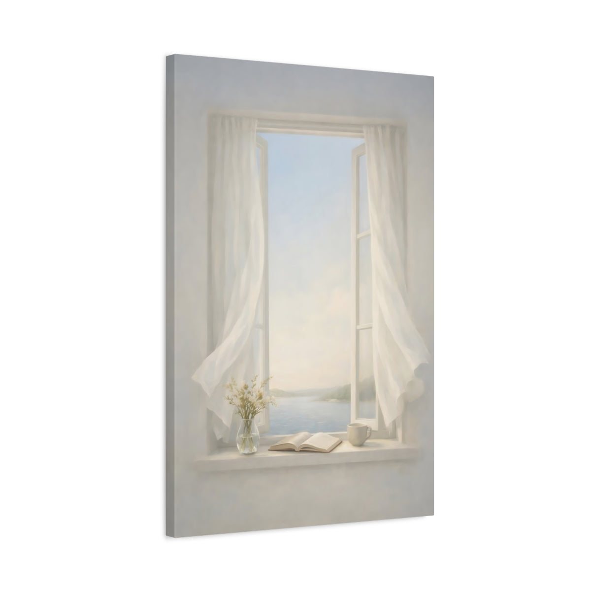 Nature Open Window Soft White View - Canvas Wall Art Print