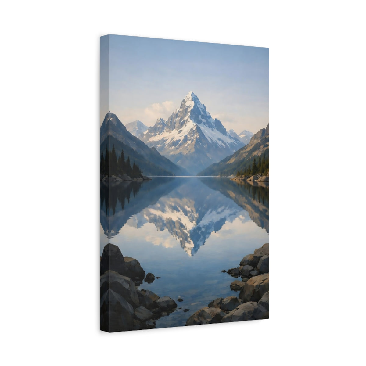 Nature Snowy Mountain Blue Landscape - Canvas Wall Art Print