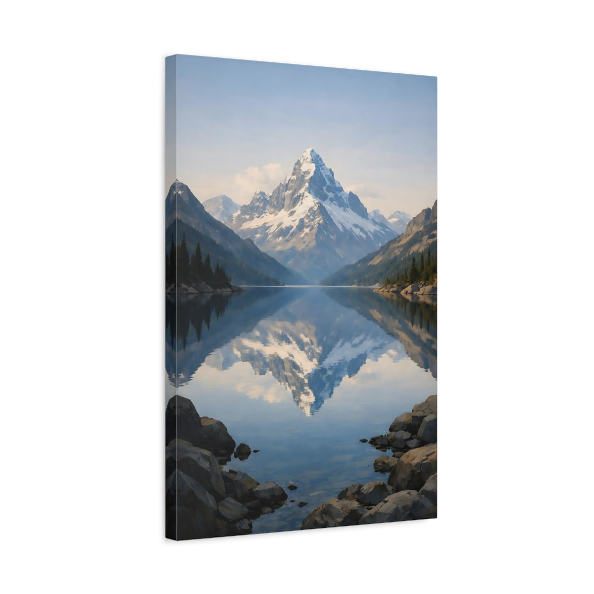 Nature Snowy Mountain Blue Landscape - Canvas Wall Art Print