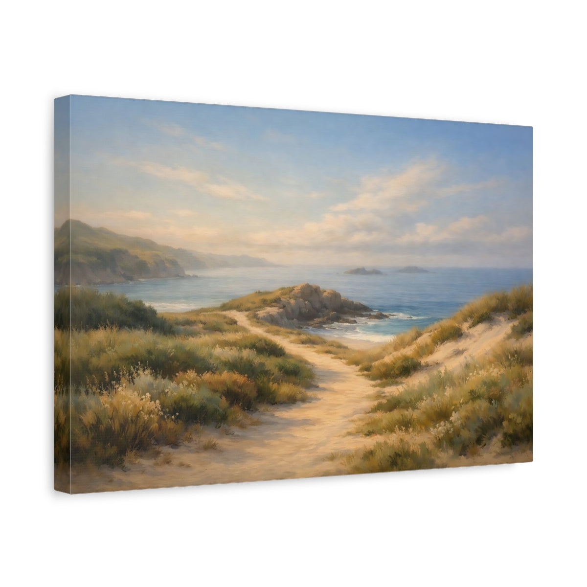 Side Mockup 4. Nature Coastal Landscape Coastal Beach Landscape shown as stretched canvas wall art